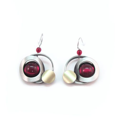 Larger Red Acrylic Two-tone Dangles by Christophe Poly